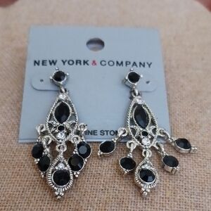 New York & Company Black and Silver Chandelier Earrings
